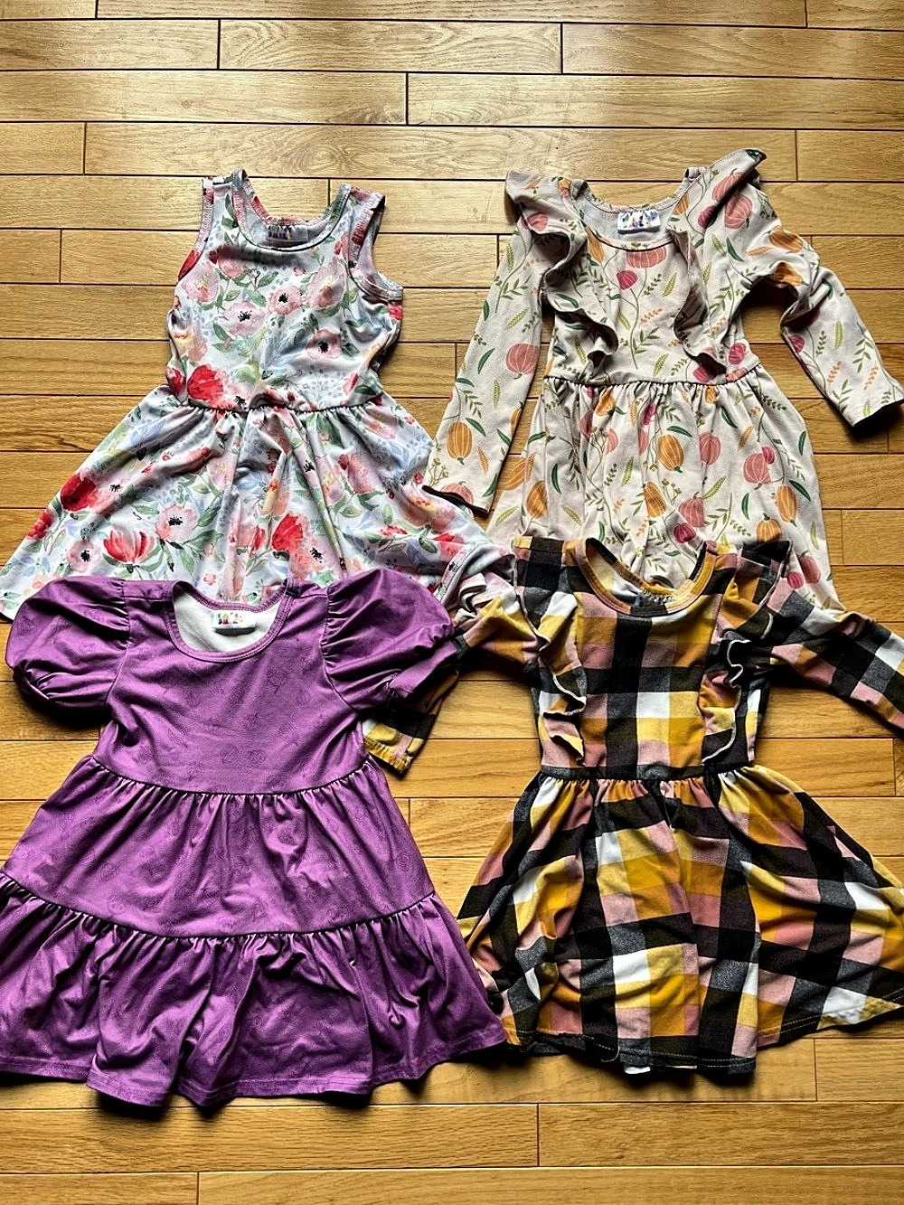 Girls dot dot smile 2T Dress Bundle Purple Plaid Floral
